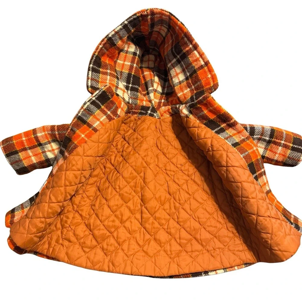 Vintage Sears Plaid‎ Hooded Coat Toddler Girls 3T Quilted Lined Fall Jacket